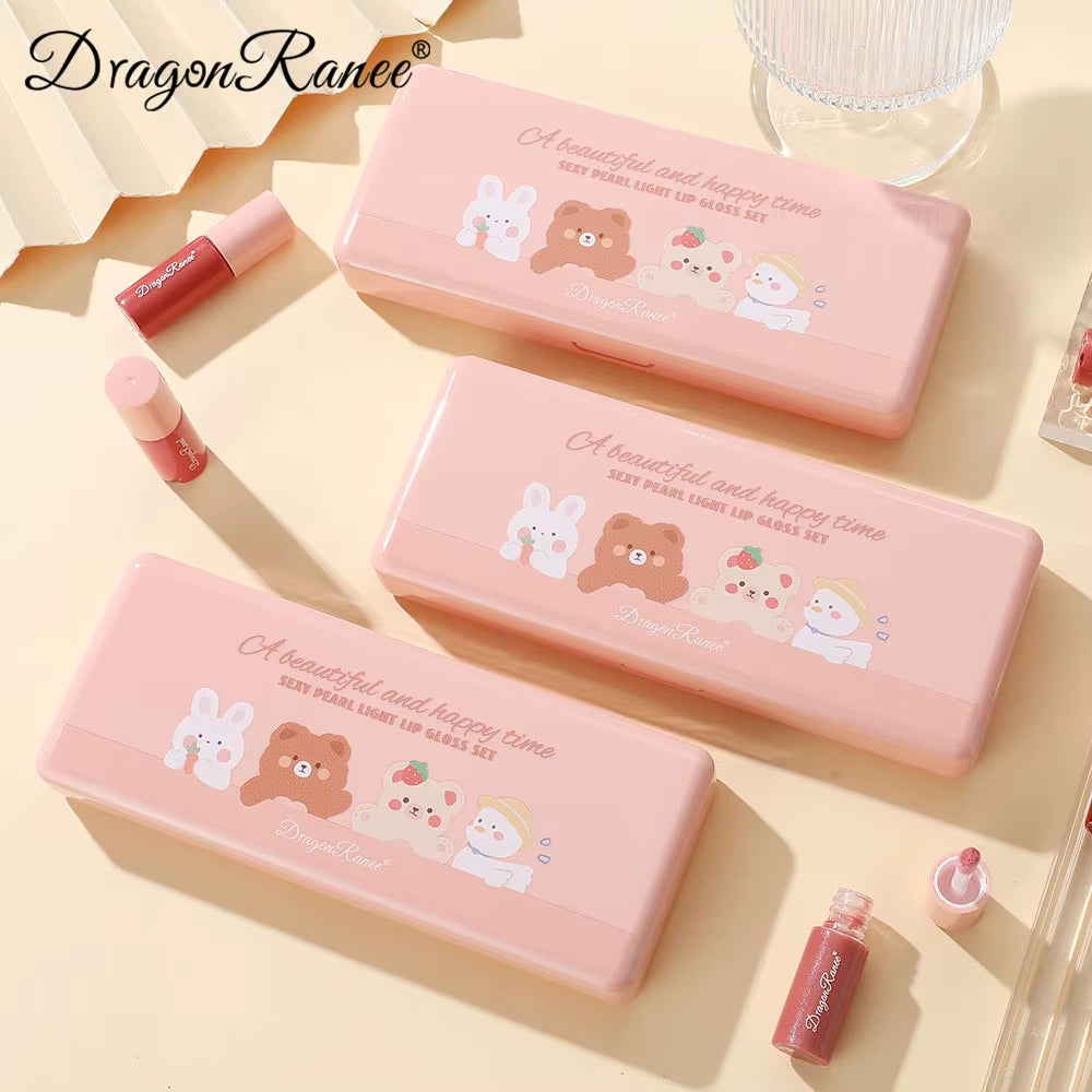 Set of 10 Shimmering Lip Glosses, Easy-To-Apply Lip Glaze, Non-Stick, Non-Fading, Moisturizing, Shiny Lip Gloss, Glass Lip Gloss with Fine Shimmer and Pearlescent Effect