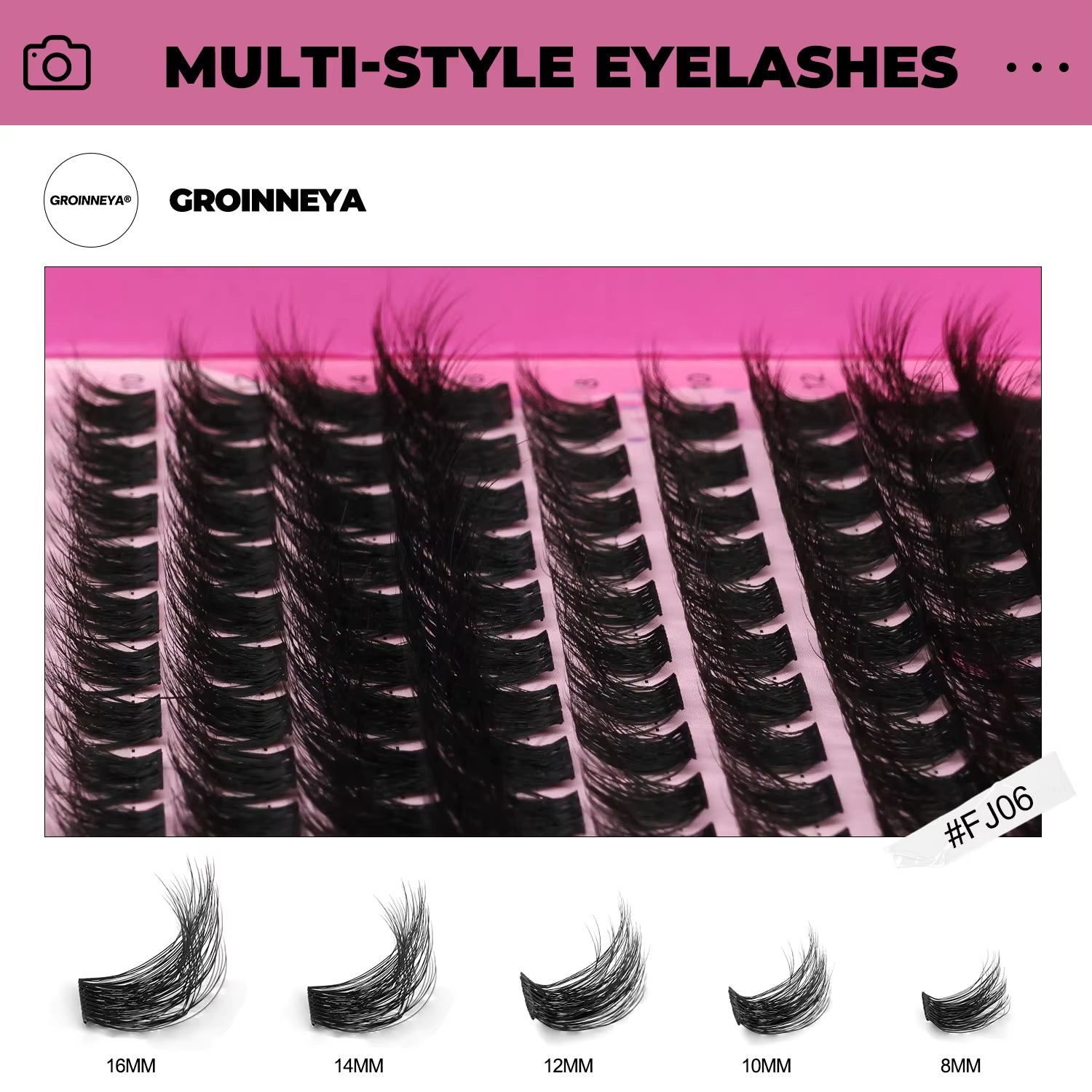 GROINNEYA DIY Lashes Extension Kit Individual Lashes Clusters Faux Mink Eyelash Extension Mix Set with Lash Natural Look Makeup