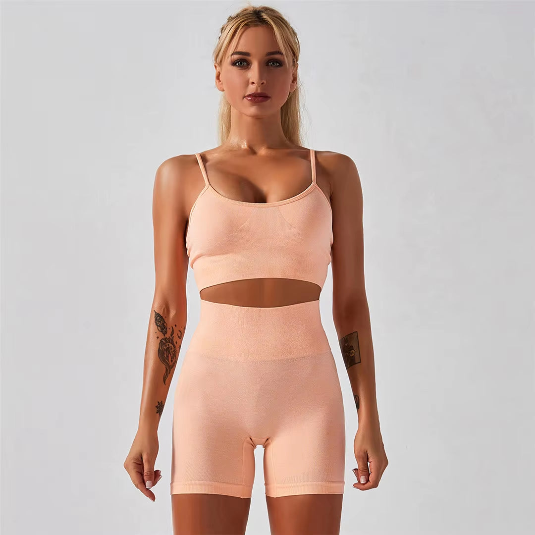 Sportswear Top 2Pcs Yoga Set Women Yoga Suit Short Sleeve High Waist Leggings Gym Quick Dry Yoga Wear Energy Fitness Suit A012