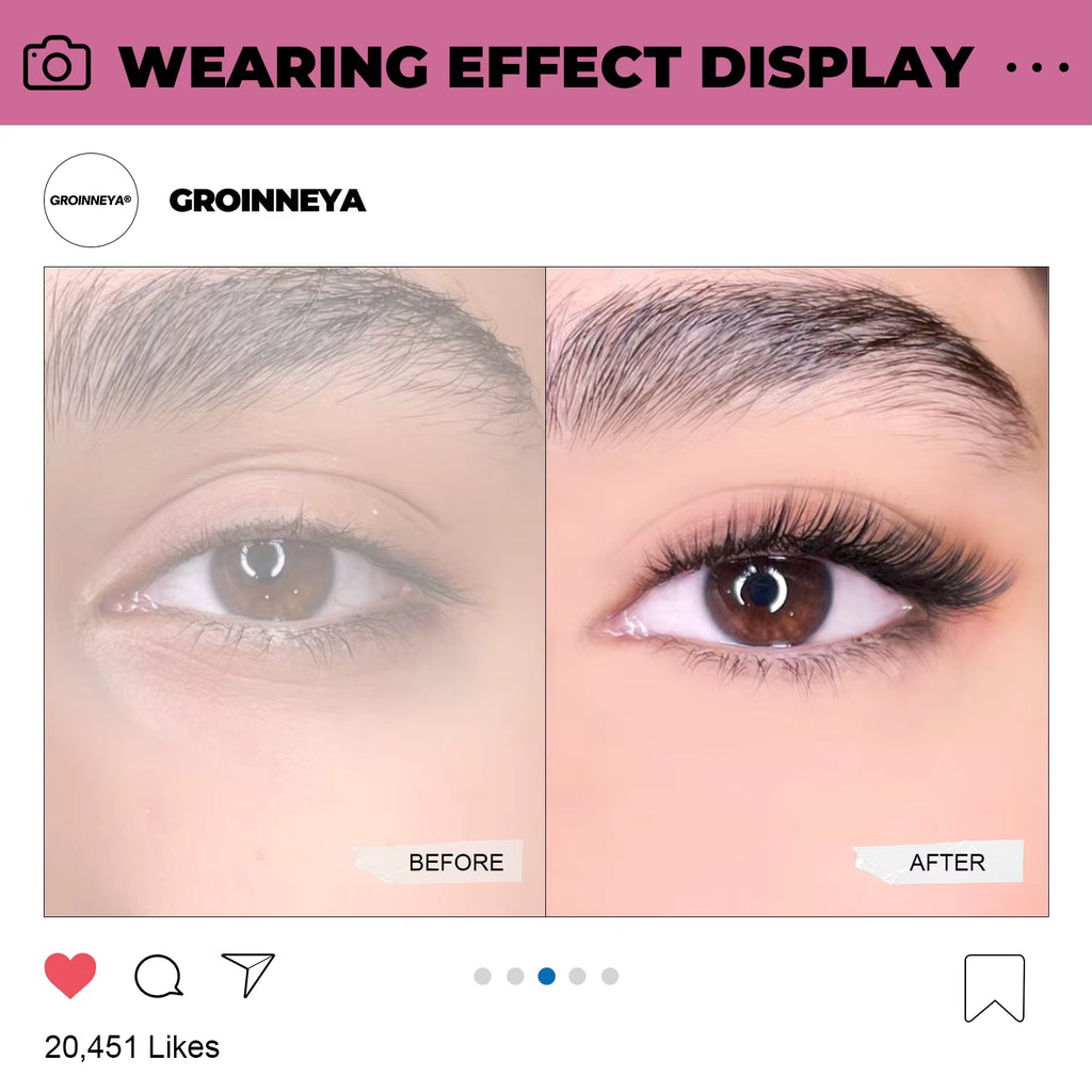 GROINNEYA DIY Lashes Extension Kit Individual Lashes Clusters Faux Mink Eyelash Extension Mix Set with Lash Natural Look Makeup