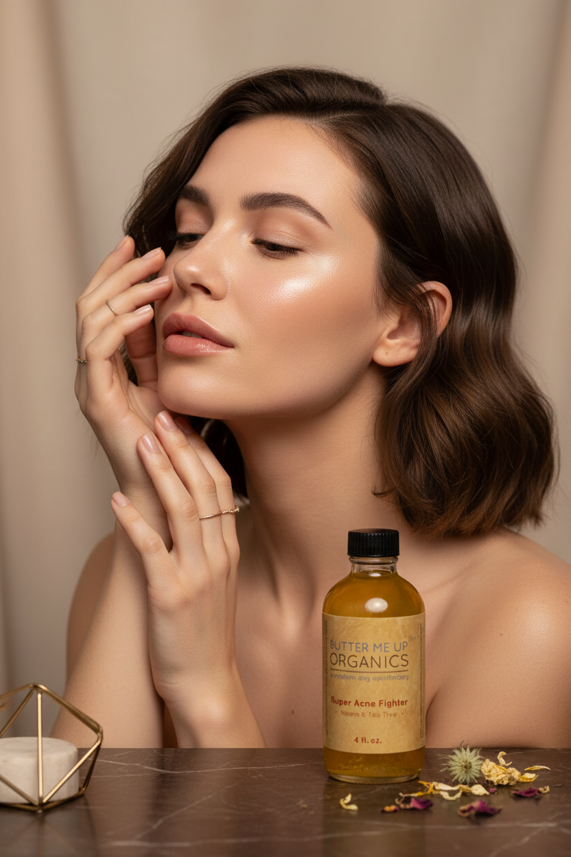 Sérum anti-acné bio KB-BEAUTY lifestyle résultat peau nette